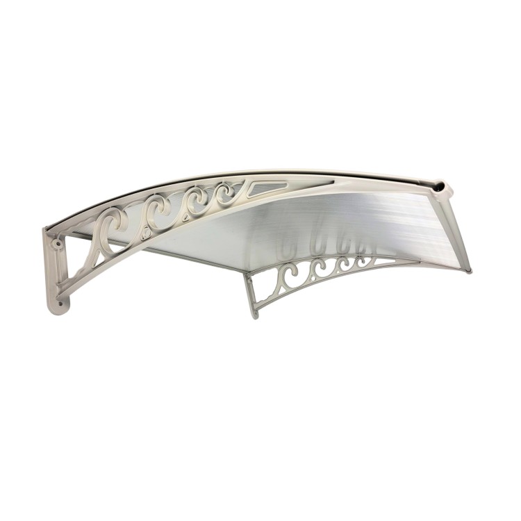 Daszek nad Drzwi Wejściowe Systemowy Bezbarwny Poliwęglan Szare Wsporniki dół