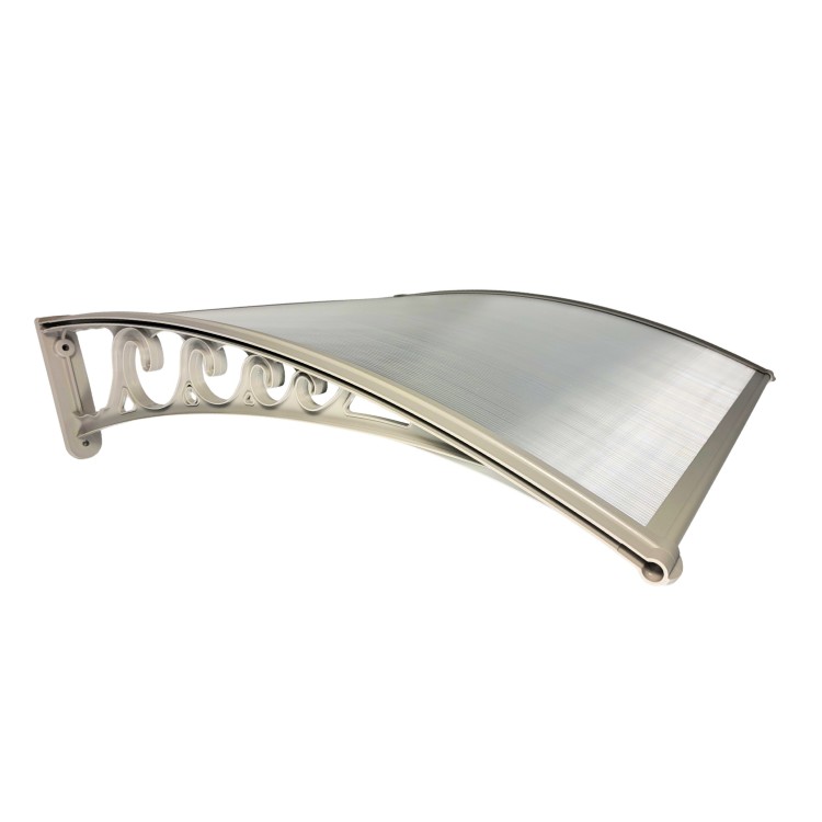 Daszek nad Drzwi Wejściowe Systemowy Bezbarwny Poliwęglan Szare Wsporniki