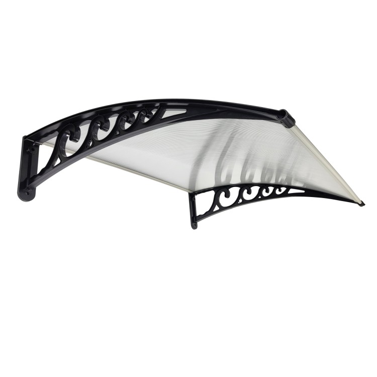 Daszek nad Drzwi Wejściowe Systemowy Bezbarwny Poliwęglan Czarne Wsporniki dół