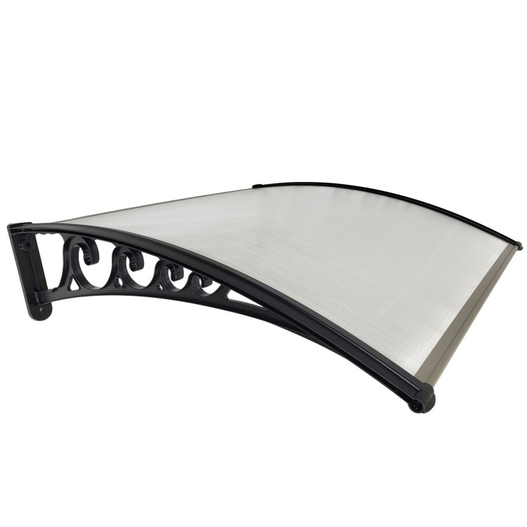 Daszek nad Drzwi Wejściowe Systemowy Bezbarwny Poliwęglan Czarne Wsporniki