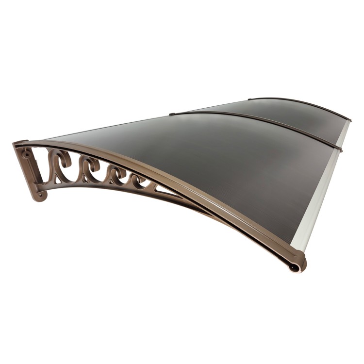 2 Segmenty Daszek nad Drzwi Wejściowe Systemowy Brązowy Poliwęglan Brązowe Wsporniki