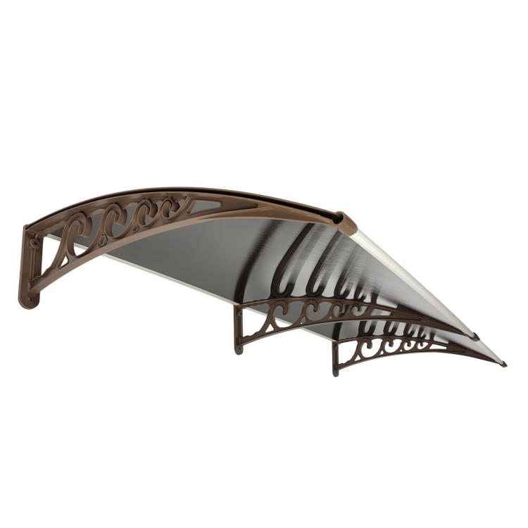 2 Segmenty Daszek nad Drzwi Wejściowe Systemowy Brązowy Poliwęglan Brązowe Wsporniki dół