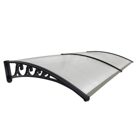 2 segmenty Daszek nad Drzwi Wejściowe Systemowy Bezbarwny Poliwęglan Czarne Wsporniki