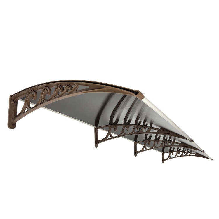 3 Segmenty Daszek nad Drzwi Wejściowe Systemowy Brązowy Poliwęglan Brązowe Wsporniki dół