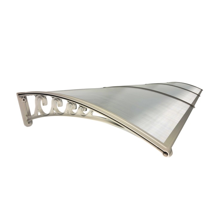 3 Segmenty Daszek nad Drzwi Wejściowe Systemowy Bezbarwny Poliwęglan Szare Wsporniki Klasyczny góra Trzy moduly