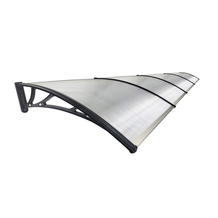 Daszek nad Drzwi Wejściowe Systemowy Bezbarwny Poliwęglan Czarne Wsporniki Modern 400 cm
